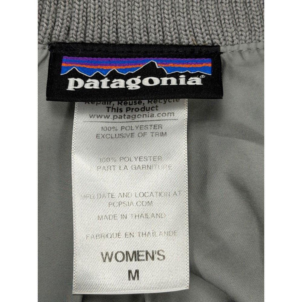 Patagonia Los Gatos Full Zip Fleece Jacket Womens Medium Grey White Bomber Mock - Picture 2 of 13